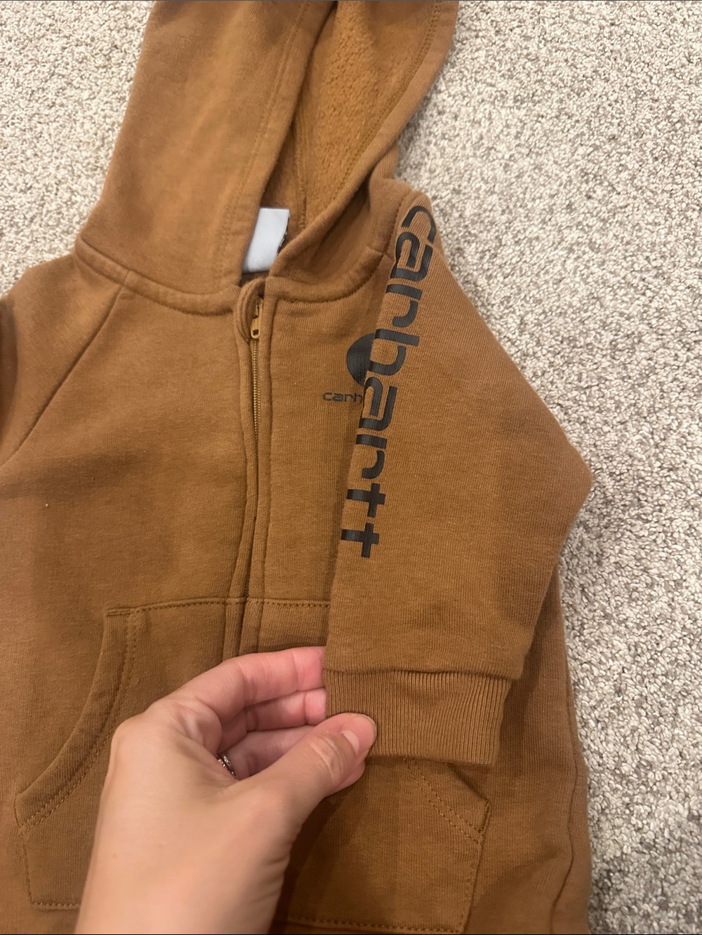 Carhartt Baby Brown Hooded Fleece One-Piece Footie 3 months - Picture 3 of 5